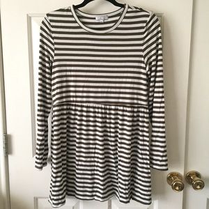 Olive green babydoll striped shirt